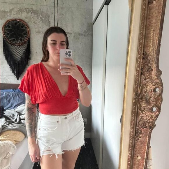 NWOT Free People Plunging Neckline Top - Picture 4 of 7